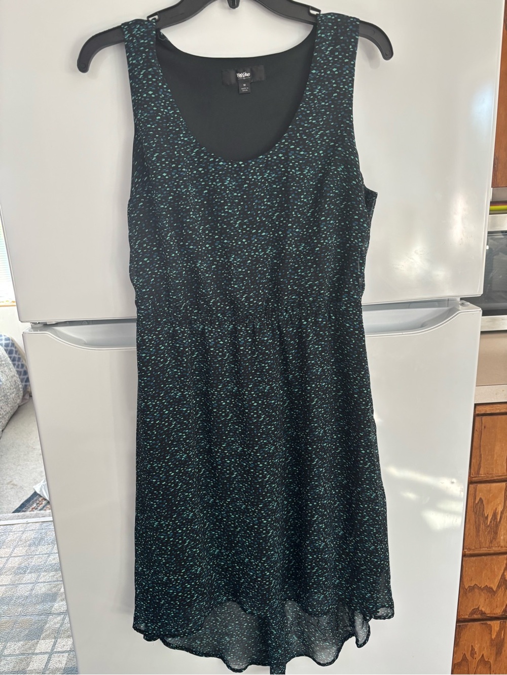 Mossimo Supply Co. Black Dress with Teal Speckle Print